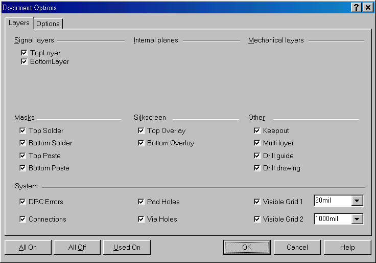 在主功能列，Design >> Option，打開(kāi)Document Option設(shè)置環(huán)境